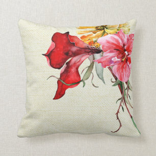 Flora Botanica Waterverf Flowers Burlap Kussen