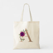 Flora Bouquet Monogram Letter A Bridesmaid Tote Bag (Achterkant)