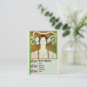 FLORA/DAAME MET WITTE ROZEN MONOGRAM Goud Visitekaartje (Staand voorkant)