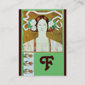 FLORA/DAAME MET WITTE ROZEN MONOGRAM Goud Visitekaartje (Achterkant)