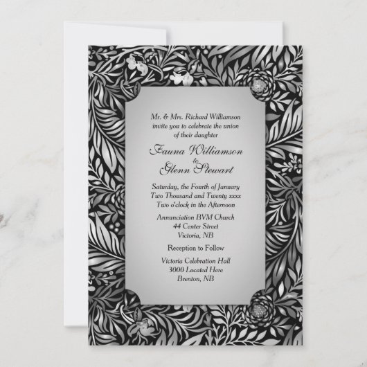 Flora en fauna Silver Wedding Invitation Kaart (Voorkant)