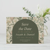 flora en moss Green Boho Arch Save The Date (Staand voorkant)