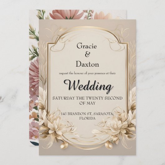 Flora Faire-part de mariage (Devant / Derrière)