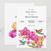 Flora fauna minimalistisch baby shower kaart (Voorkant / Achterkant)