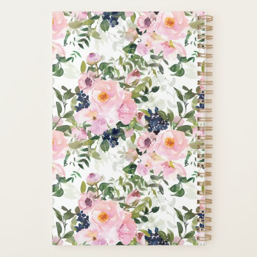 flora in Blush en Navy Personalized Planner (Achterkant)