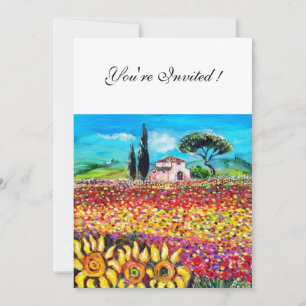 FLORA IN TOSCAAN/ Velden ,Klaprozen en Zonnebloeme Kaart
