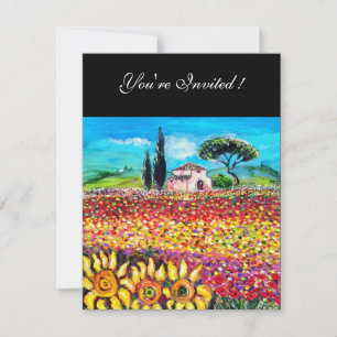 FLORA IN TOSCAANSE/ Velden ,Klaprozen en Zonnebloe Kaart