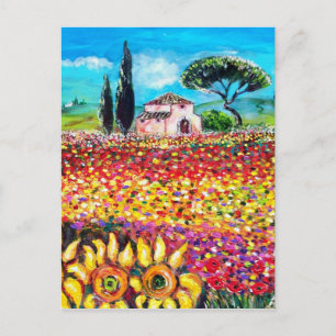 FLORA IN TUSCANY/Fields, papavers en zonnebloemen Briefkaart