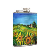 FLORA IN TUSCANY/Fields, papavers en zonnebloemen Heupfles (Rechts)