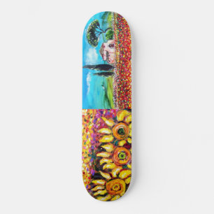 FLORA IN TUSCANY, rood, groen, roze Skateboard