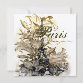  Flora Paris Eiffel Tower Custom Invite ll Kaart (Voorkant)