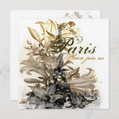 Flora Paris Eiffel Tower Custom Invite ll Kaart (Voorkant / Achterkant)
