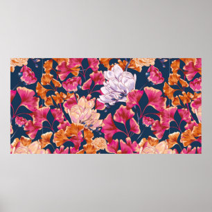 Flora patroon herhalen poster