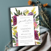 Flora rose bordeaux Invitation de la graduation ph