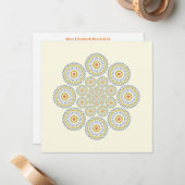 Flora Solara Note Kaart in Sinaasappel, goud en gr Notitiekaartje (Voorkant / Achterkant in situ)