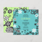Flora Star Aqua Bat mitzvah Invitation d'invitatio (Devant / Derrière)
