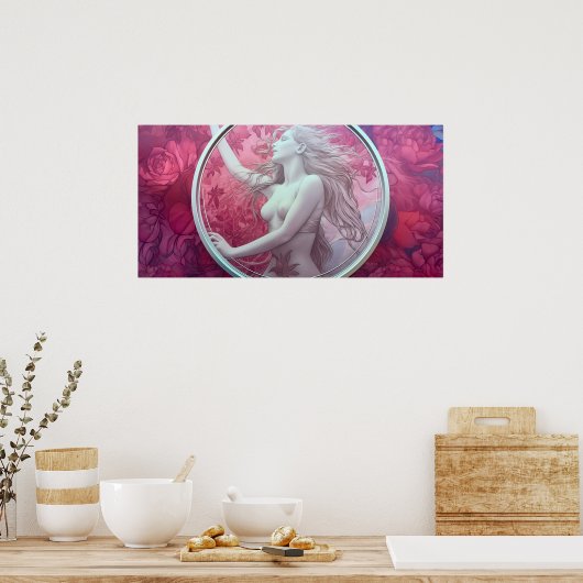 Flora surrealistisch schilderij poster (Keuken)