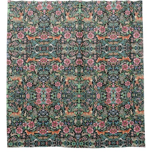  flora van Black Fantasy Forest Woodland Douchegordijn (Voorkant)