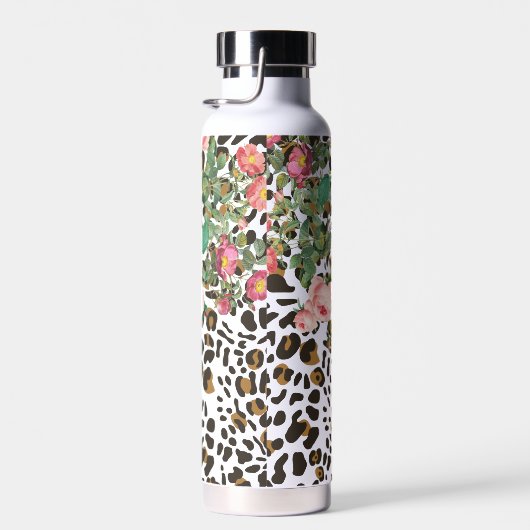 flora van leopard Animal Print Pattern Waterfles (Rechts)