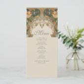 Flora Vintage Art Nouveau Bruiloft Menu (Staand voorkant)