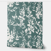 Flora wallpaper in teal and white  behang (Afrollen)