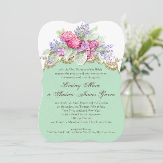 Flora Waterverf boeket bruiloft Kaart