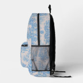  floraal blauw turquoise toile jouy monogram bedrukte rugzak (Rechts)