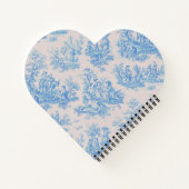  floraal blauw turquoise toile jouy monogram notitieboek (Achterkant)