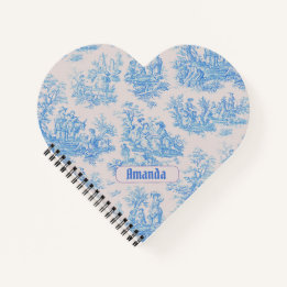  floraal blauw turquoise toile jouy monogram notitieboek