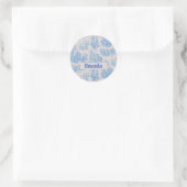  floraal blauw turquoise toile jouy monogram ronde sticker (Tas)