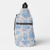  floraal blauw turquoise toile jouy monogram sling bag (Voorkant)