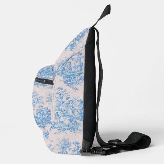floraal blauw turquoise toile jouy monogram sling bag (Rechts)