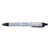  floraal blauw turquoise toile jouy monogram zwarte inkt pen (Bodem)