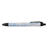  floraal blauw turquoise toile jouy monogram zwarte inkt pen (Bovenkant)