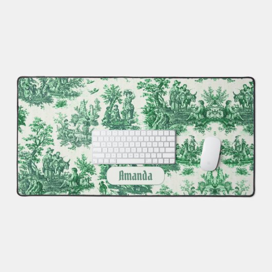 floraal groen toile jouy monogram bureaumat (Keyboard & Muis)