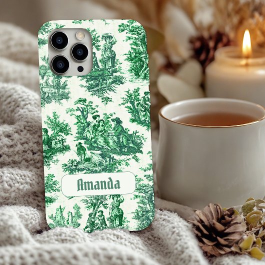  floraal groen toile jouy monogram Case-Mate iPhone case