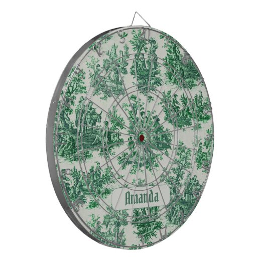 floraal groen toile jouy monogram dartbord (Voorkant Links)