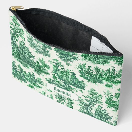 floraal groen toile jouy monogram etui (Open)