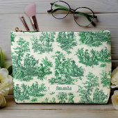 floraal groen toile jouy monogram etui