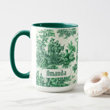  floraal groen toile jouy monogram
