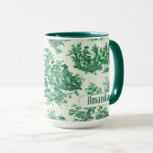  floraal groen toile jouy monogram mok (Voorkant rechts)