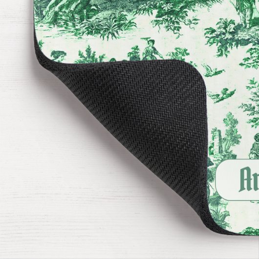  floraal groen toile jouy monogram muismat (Hoek)