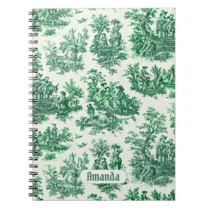 floraal groen toile jouy monogram notitieboek