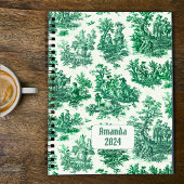 floraal groen toile jouy monogram planner