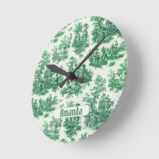  floraal groen toile jouy monogram ronde klok (Hoek)