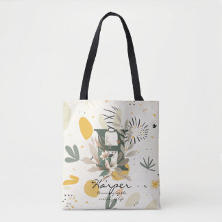 Floraal Monogram H – Levendige Botanische Letterku Draagtas