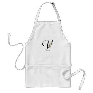 Floraal monogram letter V pensioen schort