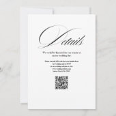 Floraal Monogram QR Code Zwart-Wit Bruiloft Kaart (Achterkant)