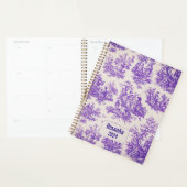  floraal paarse toile de jouy monogram planner (Display)