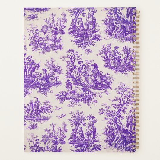  floraal paarse toile de jouy monogram planner (Achterkant)